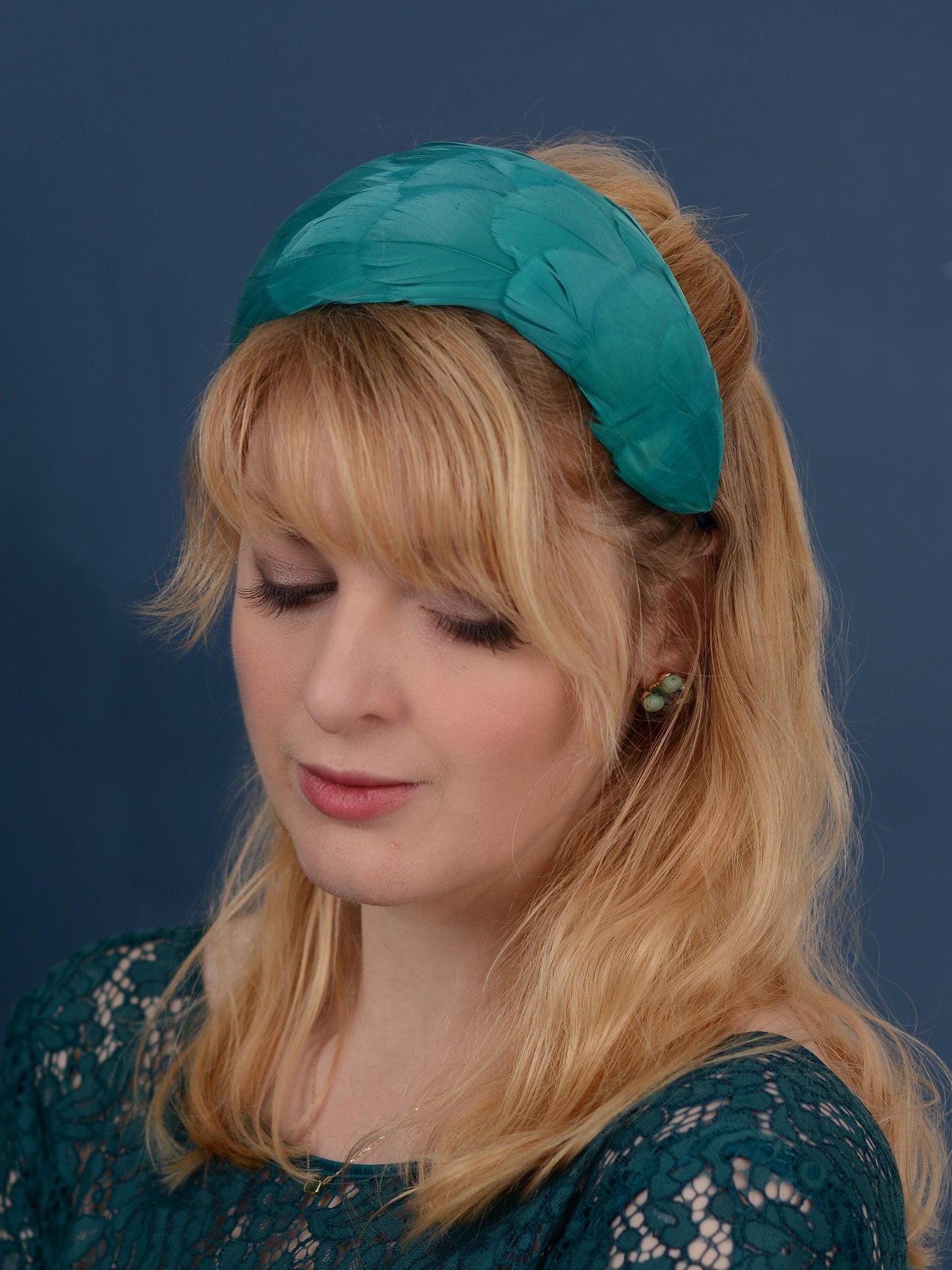Luxury Teal Goose Feather Bandeau Headband Fascinator | Feather Hat | Wedding Fascinator