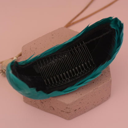 Luxury Teal Goose Feather Bandeau Headband Fascinator | Feather Hat | Wedding Fascinator