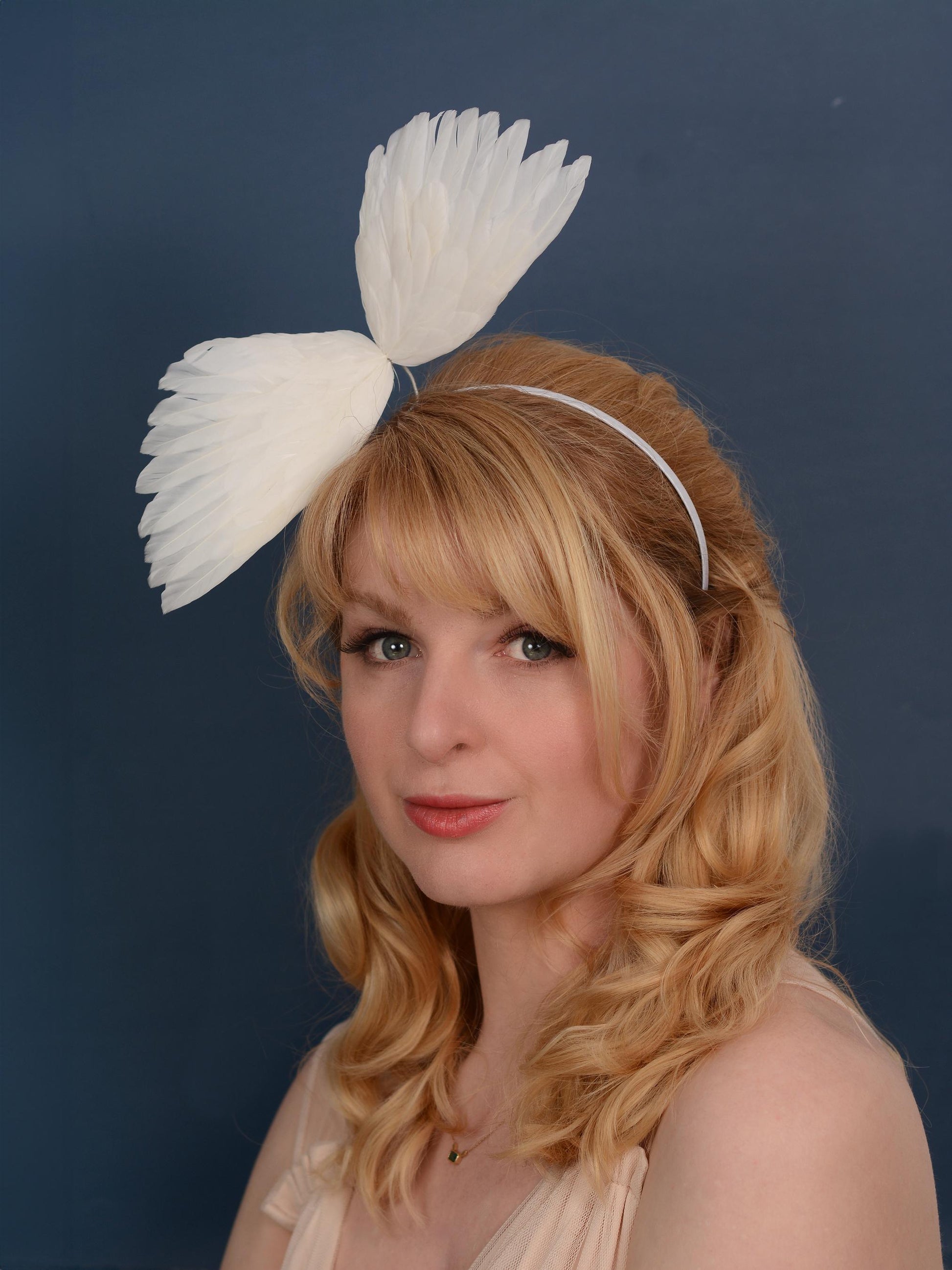 White Floating Bird Wings Headpiece Fascinator