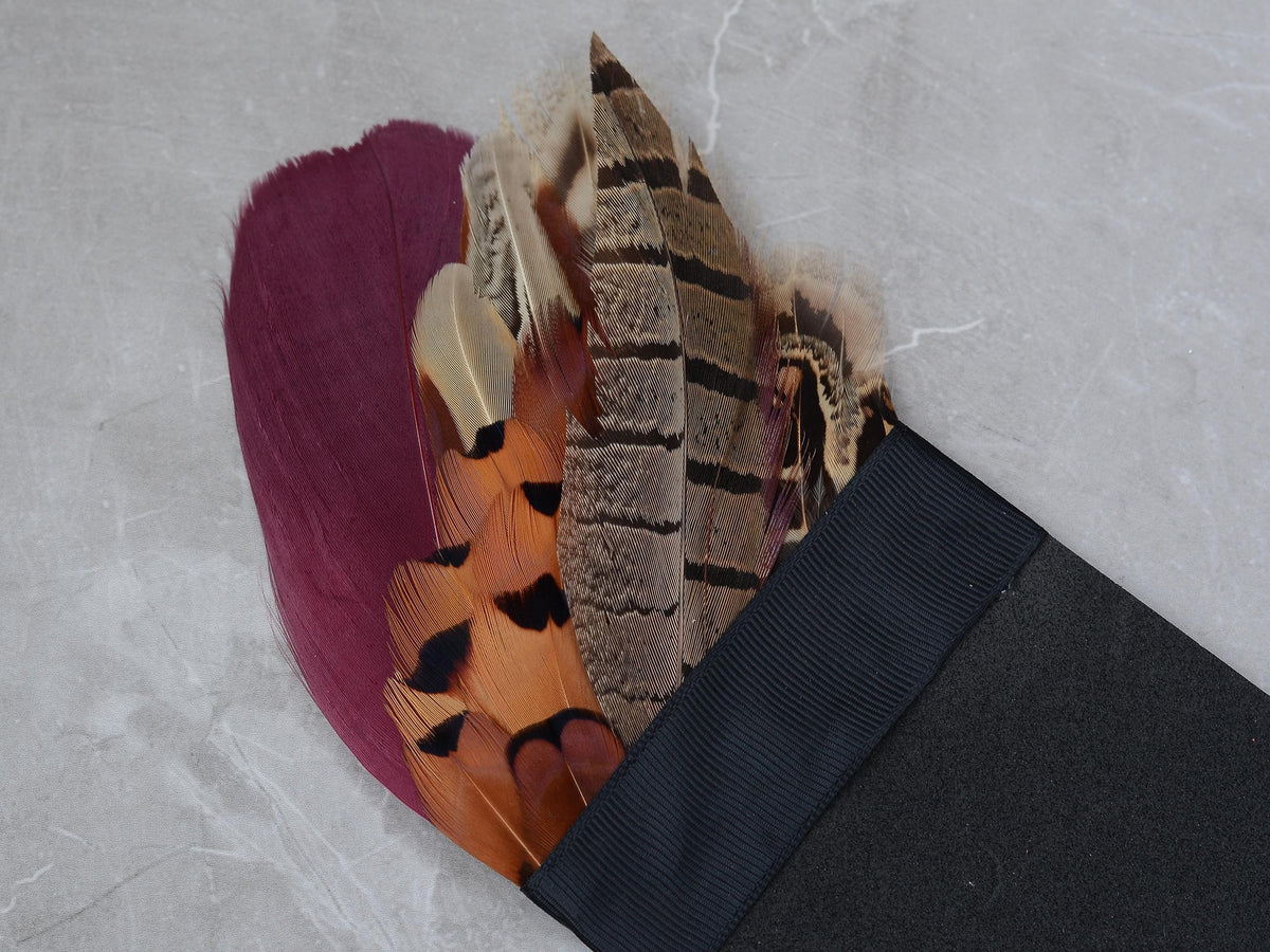 Burgundy and Copper Pheasant Feather Pocket Square No.189 | Suit Accessory | Feather Neck Tie | Grooms Outfit | Groomsmen Gift | Wedding