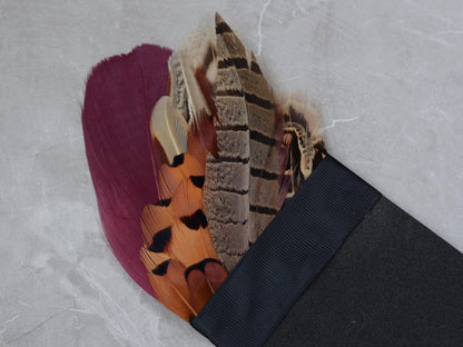 Burgundy and Copper Pheasant Feather Pocket Square No.189 | Suit Accessory | Feather Neck Tie | Grooms Outfit | Groomsmen Gift | Wedding