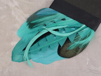 Turquoise, Teal and Green Feather Pocket Square No.219 | Suit Accessory | Feather Neck Tie | Grooms Outfit | Groomsmen | Wedding