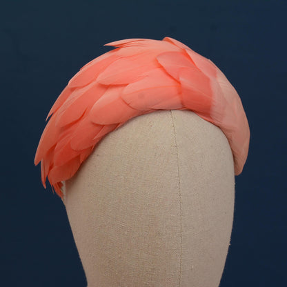 Luxury Flamingo Pink Goose Feather Bandeau Headband Fascinator | Feather Hat | Wedding Fascinator