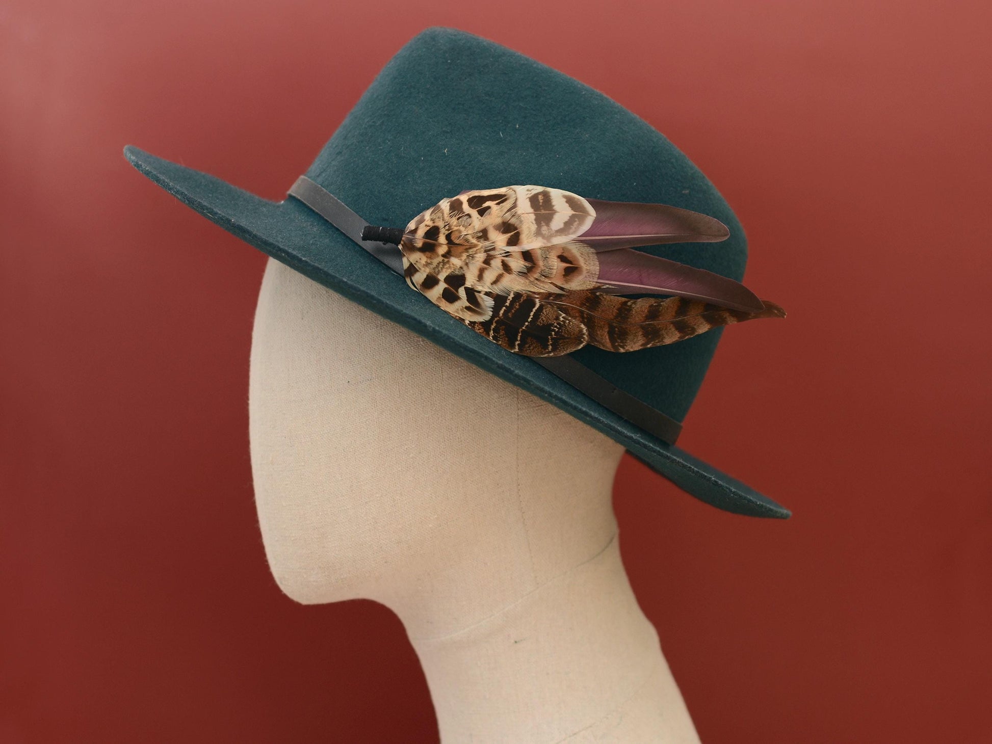 Large Pheasant Feather Hat Pin in Purple No.312 | Unique Pheasant Feather Boutonniere | Large Feather Brooch