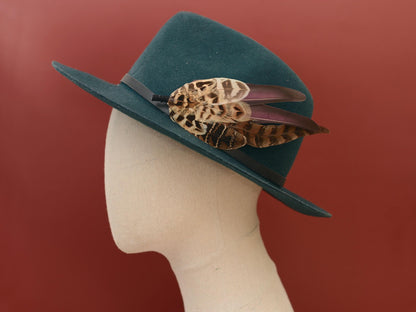 Large Pheasant Feather Hat Pin in Purple No.312 | Unique Pheasant Feather Boutonniere | Large Feather Brooch