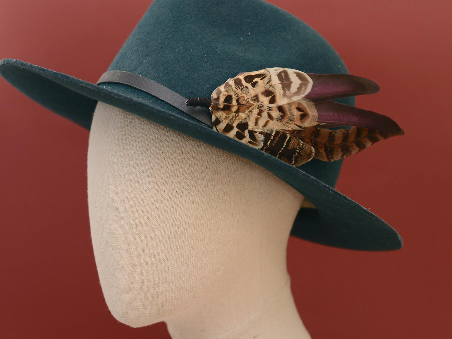 Large Pheasant Feather Hat Pin in Purple No.312 | Unique Pheasant Feather Boutonniere | Large Feather Brooch