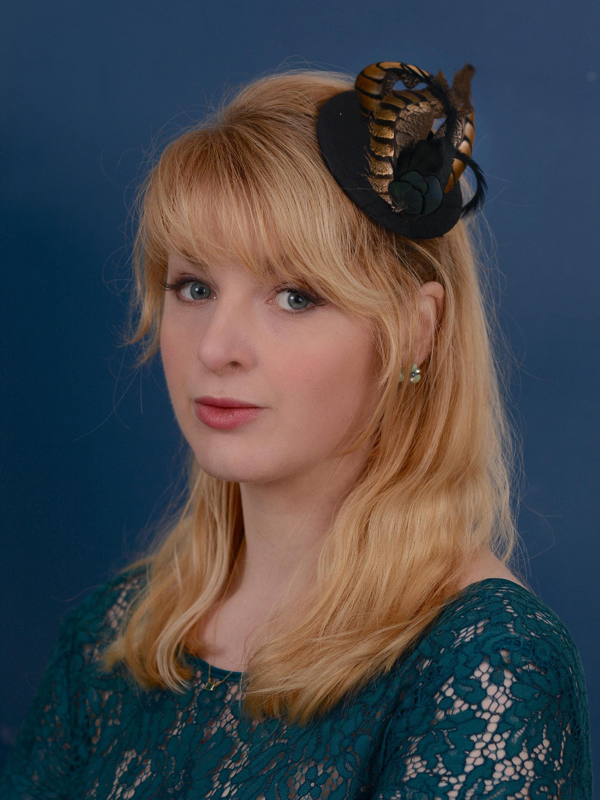 Black Pheasant Feather Fascinator | Black Feather Hat | Wedding Fascinator | Black Fascinator