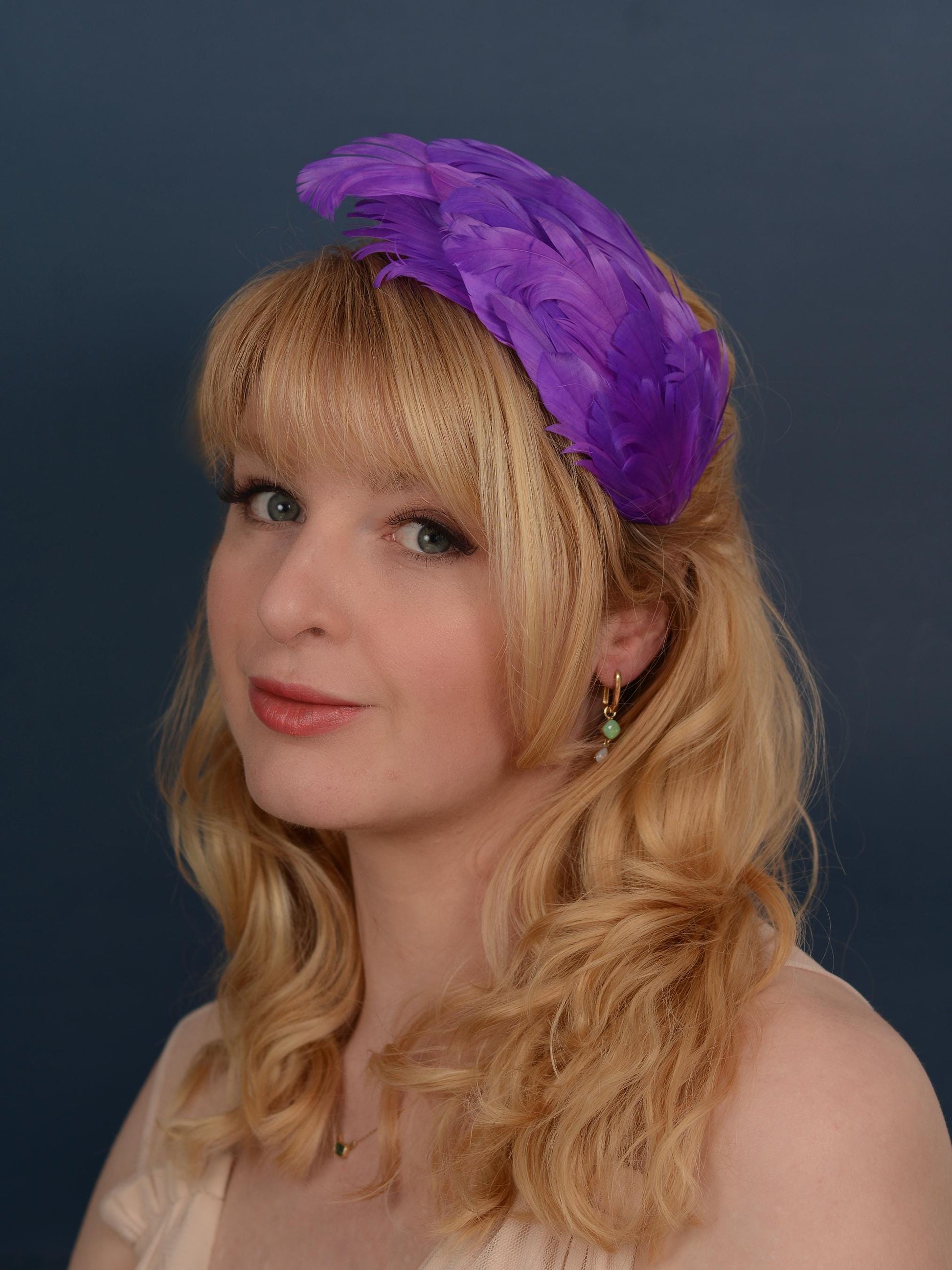 Cosmic Purple Feather Fascinator Headband No.014 | Purple Feather Headband | Purple Feather Headpiece