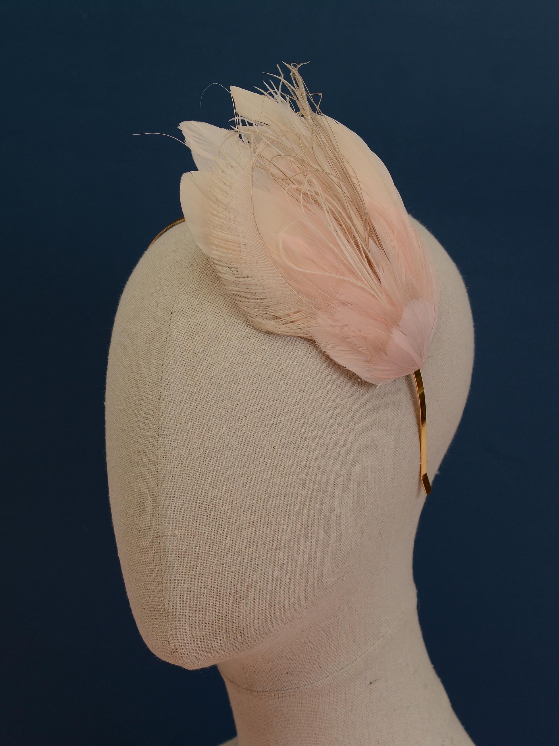 Ombre Blush Pink and Ivory Feather Fascinator Headband No.010 | Pink Feather Headband | Pink Feather Headpiece