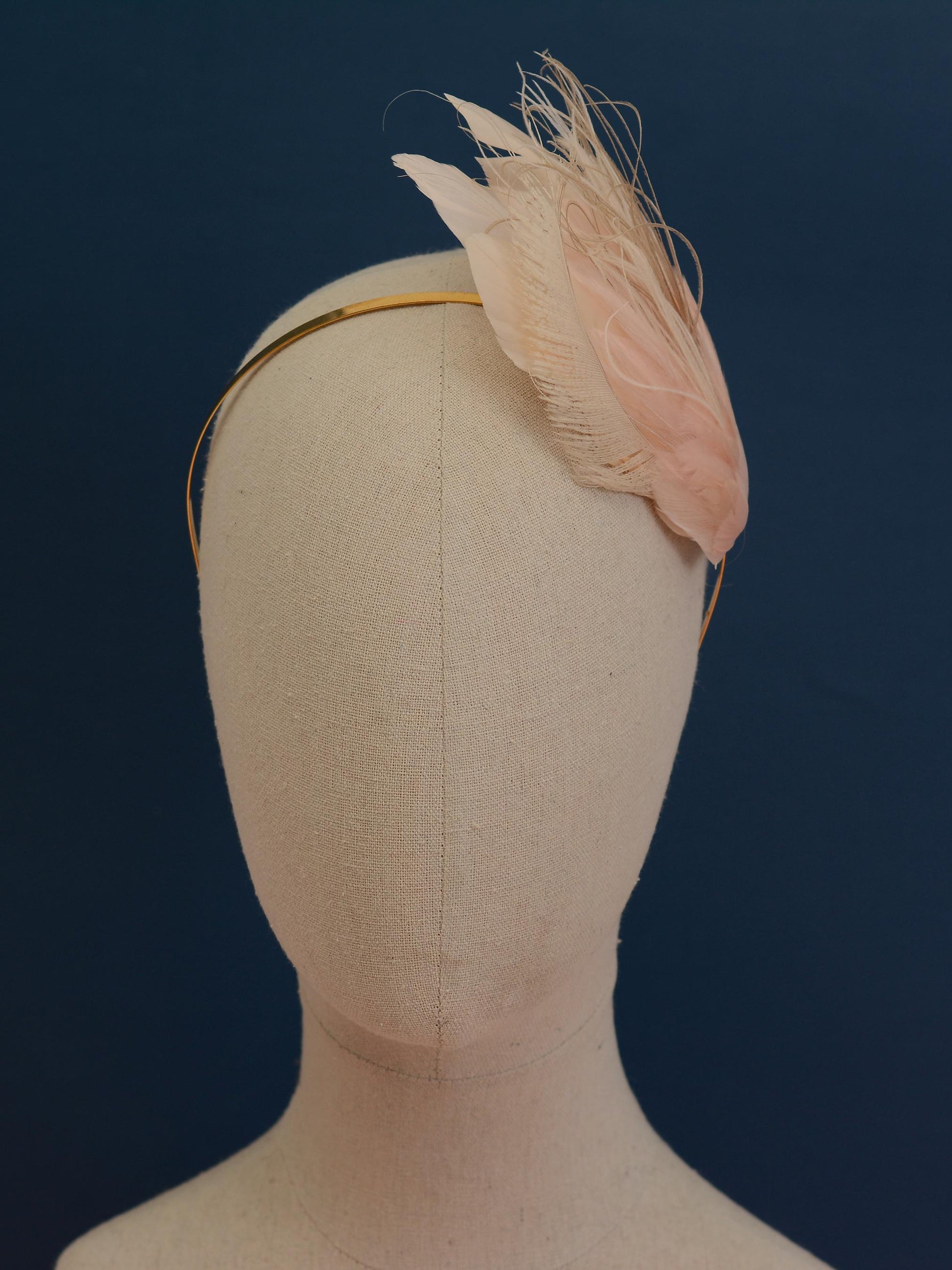 Ombre Blush Pink and Ivory Feather Fascinator Headband No.010 | Pink Feather Headband | Pink Feather Headpiece