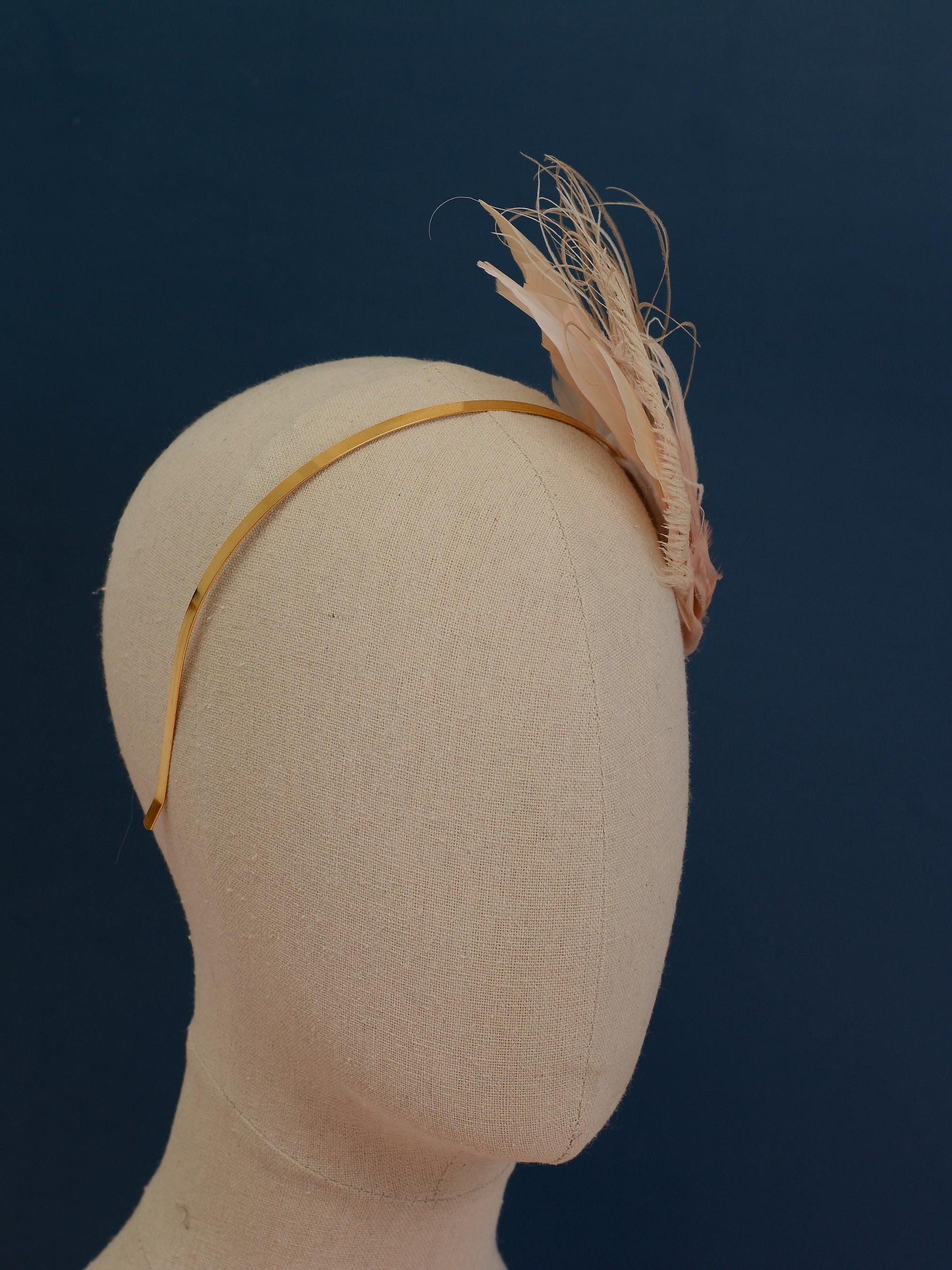 Ombre Blush Pink and Ivory Feather Fascinator Headband No.010 | Pink Feather Headband | Pink Feather Headpiece