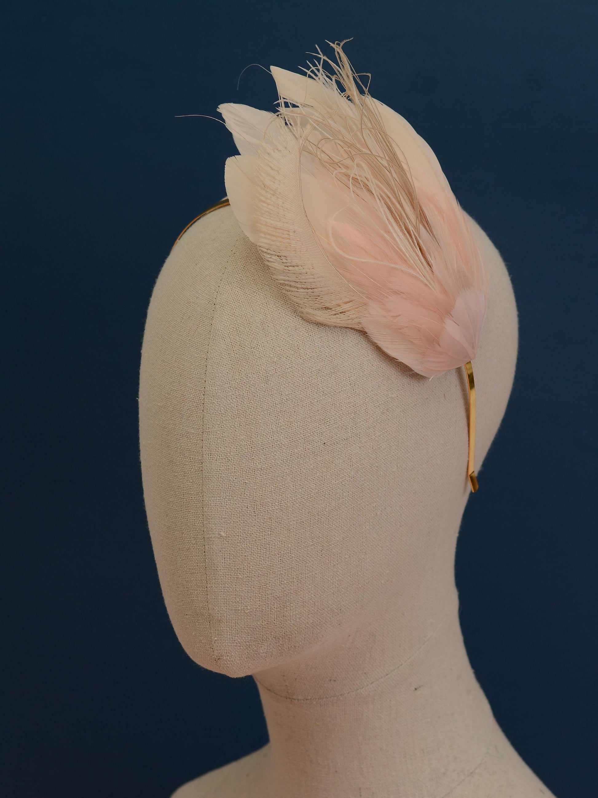 Ombre Blush Pink and Ivory Feather Fascinator Headband No.010 | Pink Feather Headband | Pink Feather Headpiece