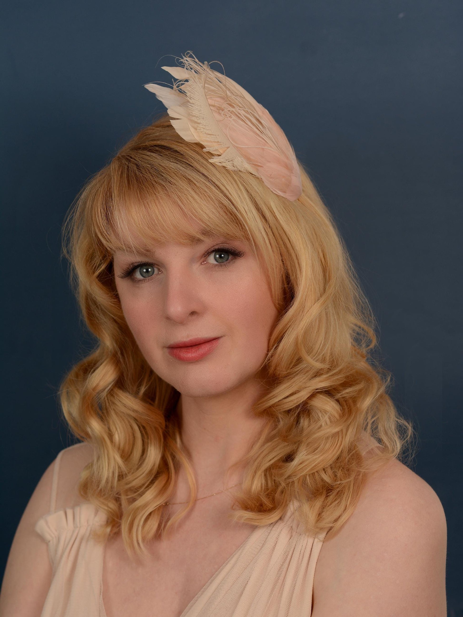 Ombre Blush Pink and Ivory Feather Fascinator Headband No.010 | Pink Feather Headband | Pink Feather Headpiece