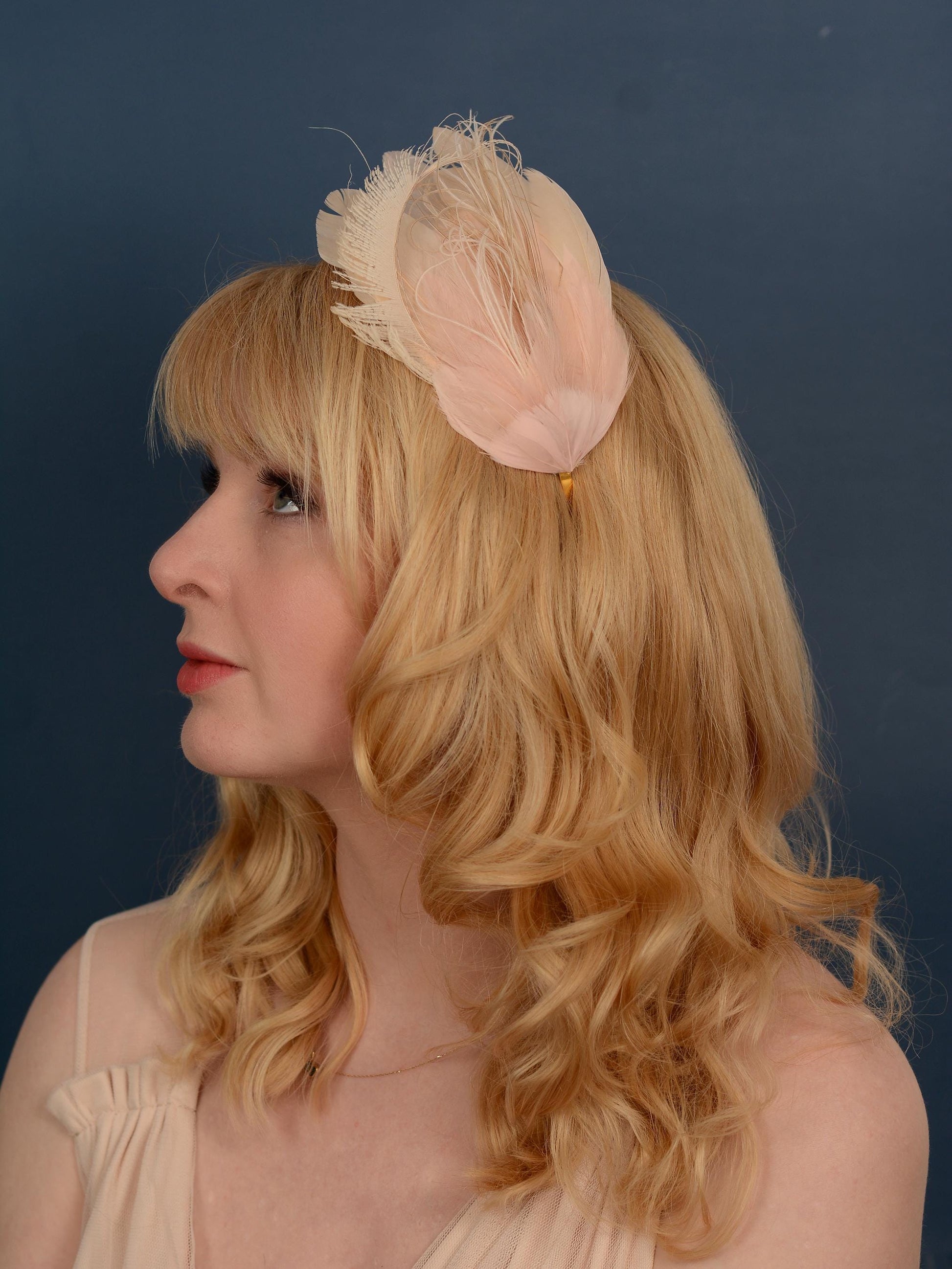 Ombre Blush Pink and Ivory Feather Fascinator Headband No.010 | Pink Feather Headband | Pink Feather Headpiece