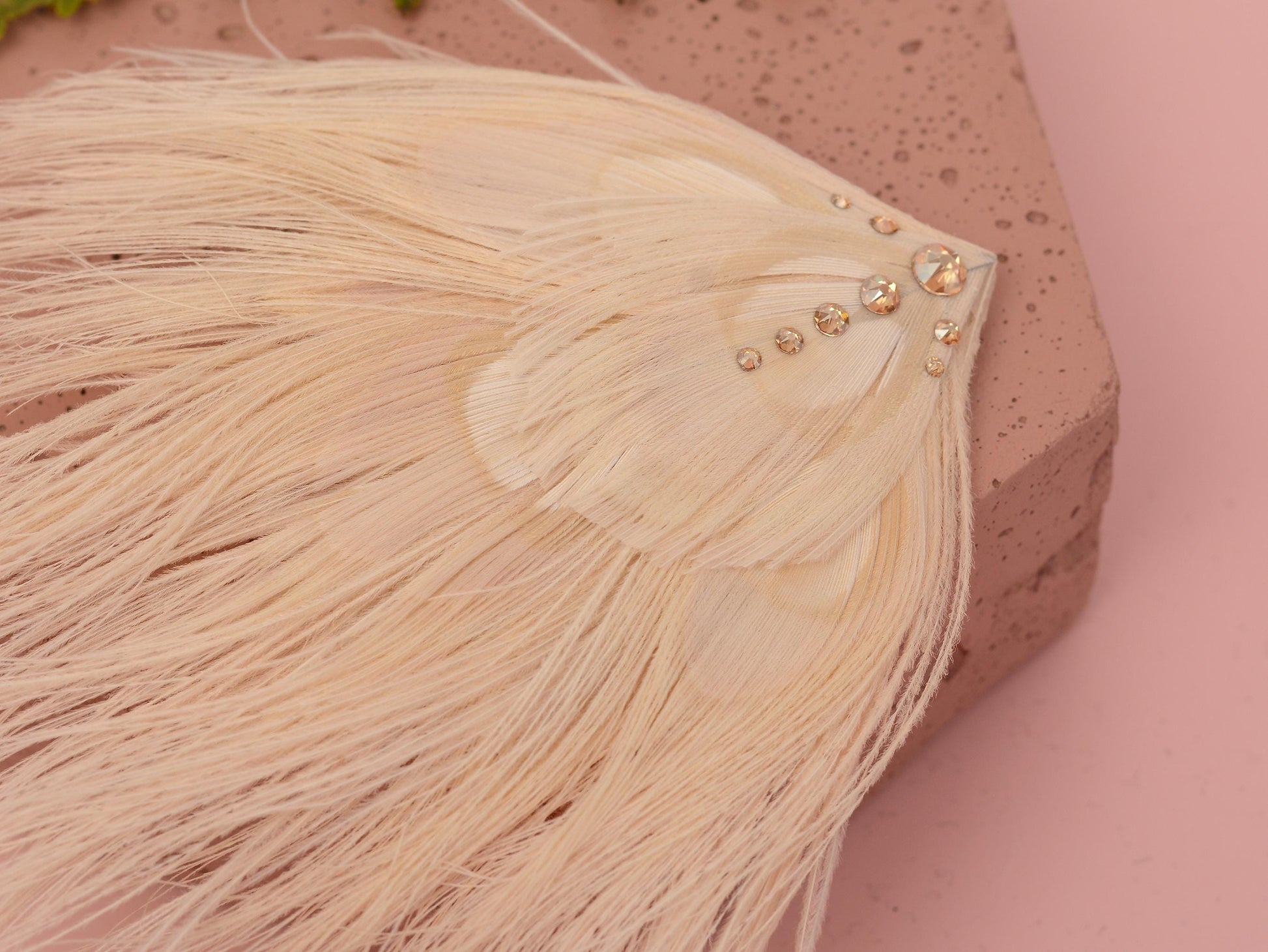 Feather Fascinator in Ivory Peacock with Swarovski Crystal Detail | Bridal Feather Hair Clip | Bridal Feather Hairpiece | Bridal Headpiece