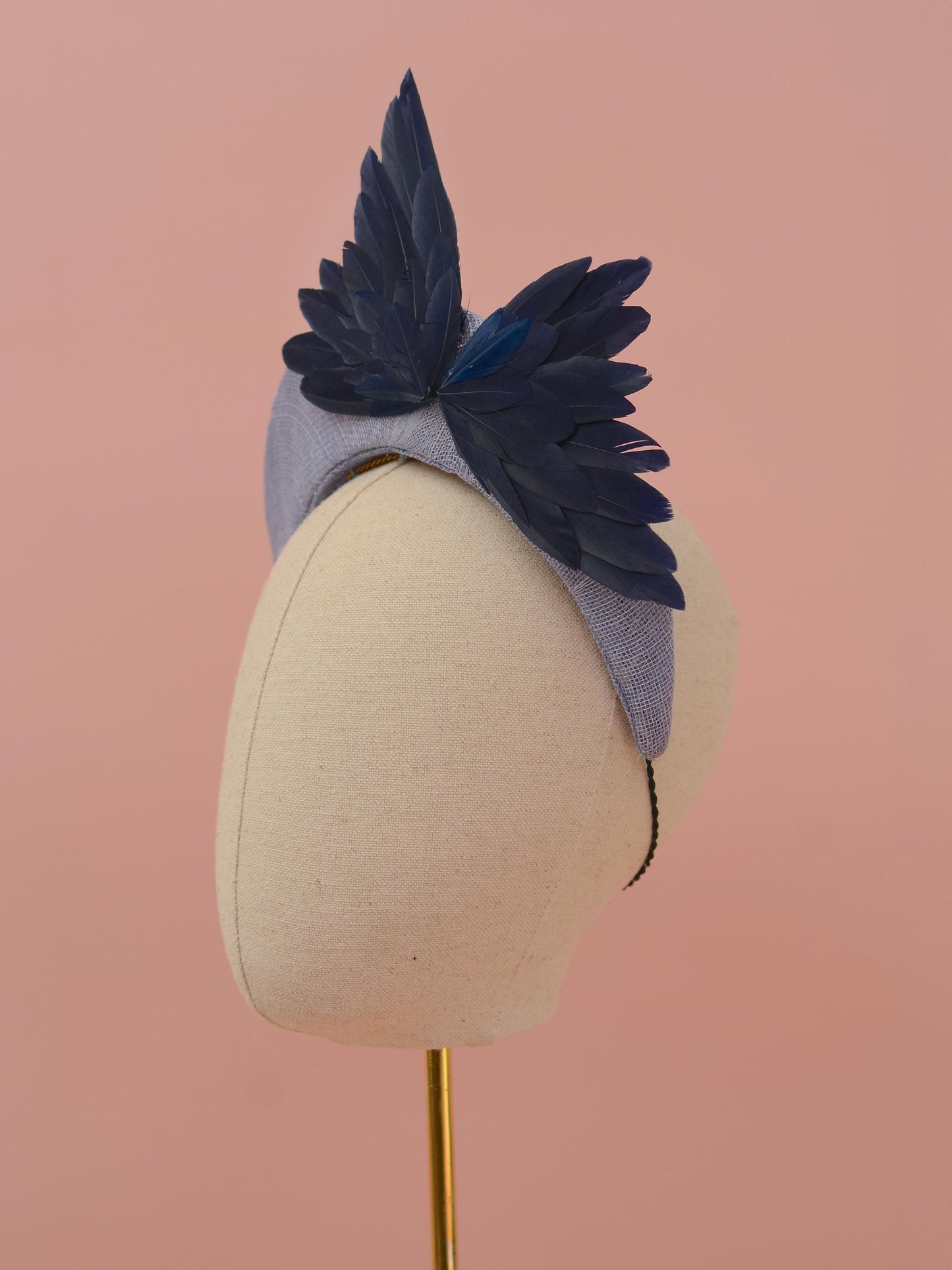 Bird Wing Navy and Cornflower Blue Halo Bandeau Headband Fascinator