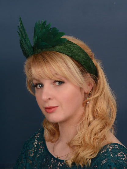 Bird Wing Green Halo Bandeau Fascinator Headband