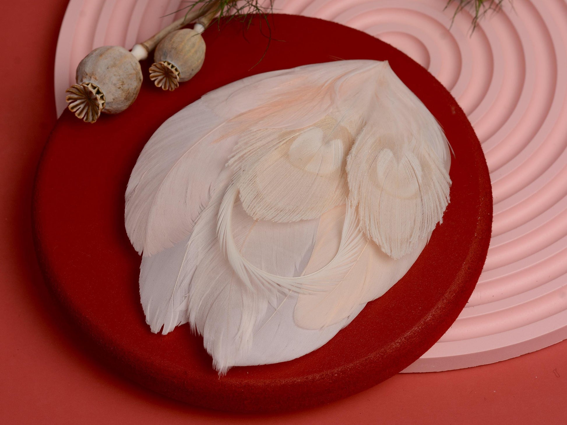 Peacock Feather Hair Clip in Ivory and Blush Pink No.32 | Bridal Feather Hair Clip | Blush Feather Fascinator