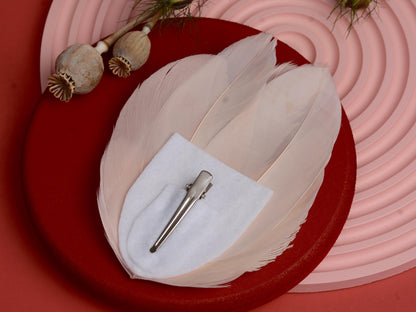 Peacock Feather Hair Clip in Ivory and Blush Pink No.32 | Bridal Feather Hair Clip | Blush Feather Fascinator