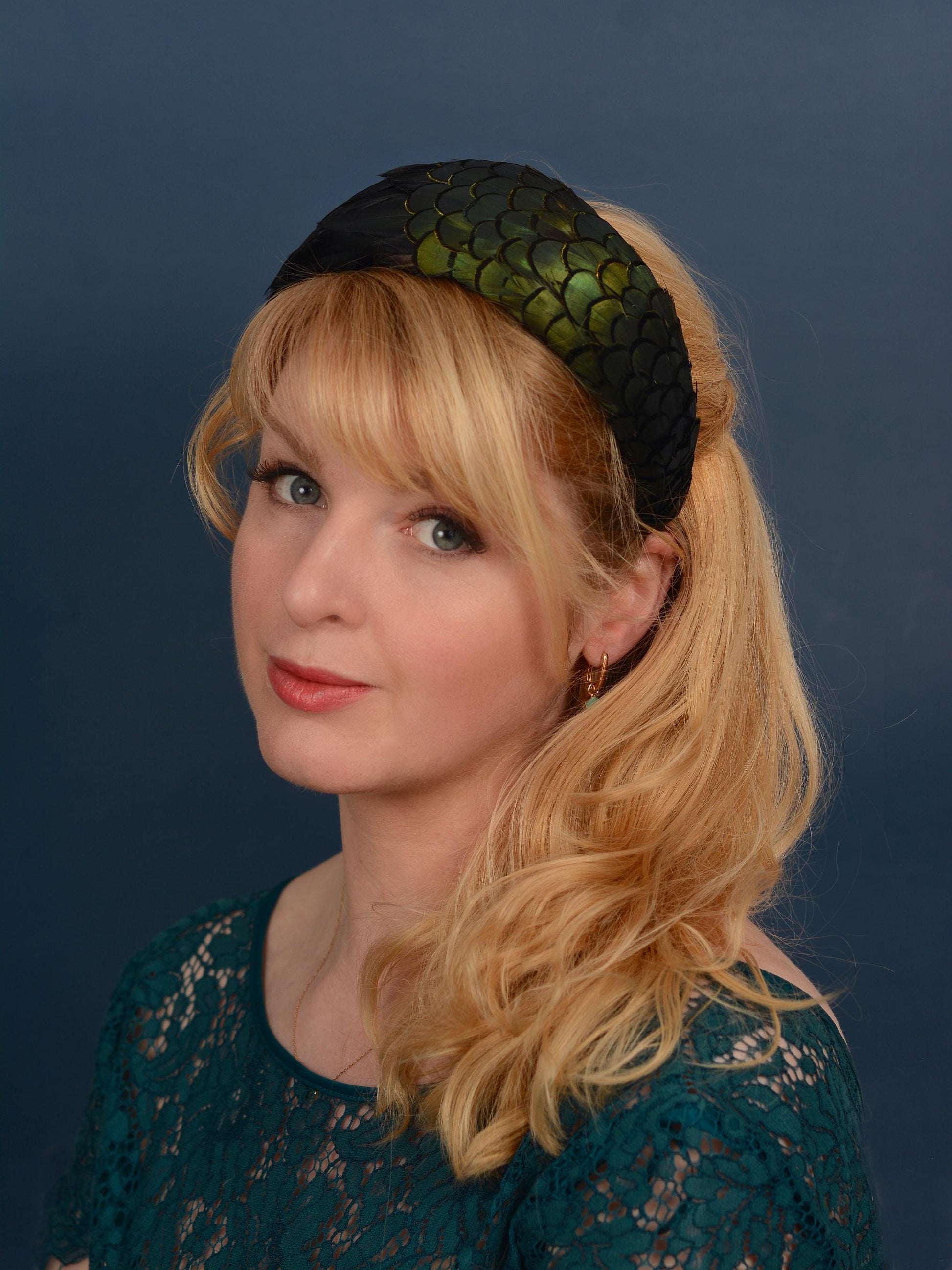 Black / Green Pheasant Feather Bandeau Headband Fascinator | Pheasant Feather Hat | Wedding Fascinator