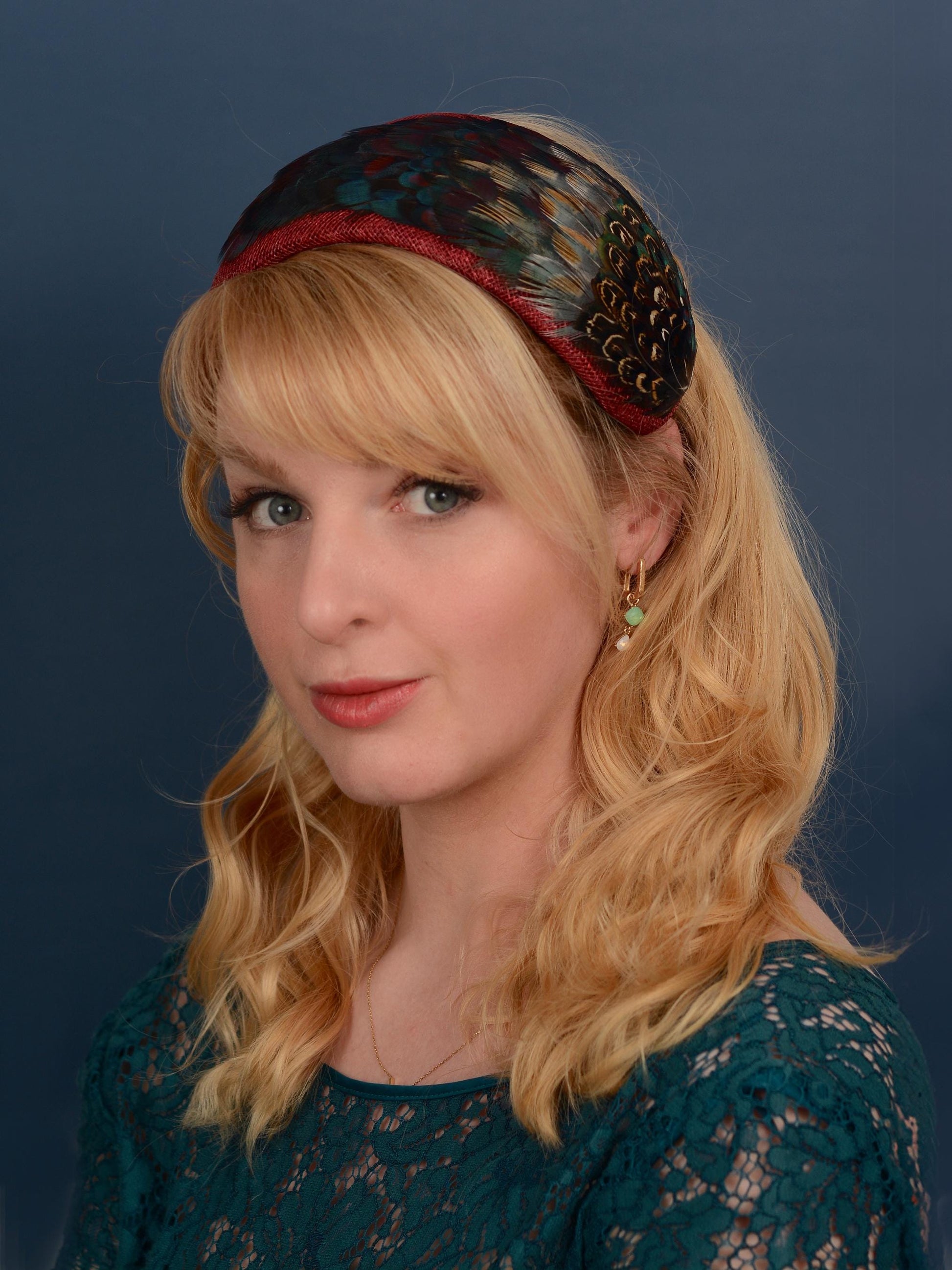Burgundy and Pheasant Feather Bandeau Headband Fascinator | Pheasant Feather Hat | Wedding Fascinator