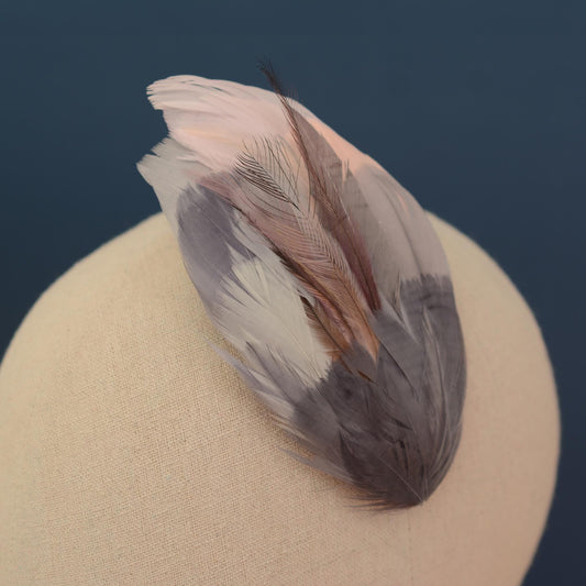Feather Hair Clip in Silver Grey and Blush Pink | Feather Fascinator | Feather Headpiece | Wedding Fascinator | Bridal Headpiece