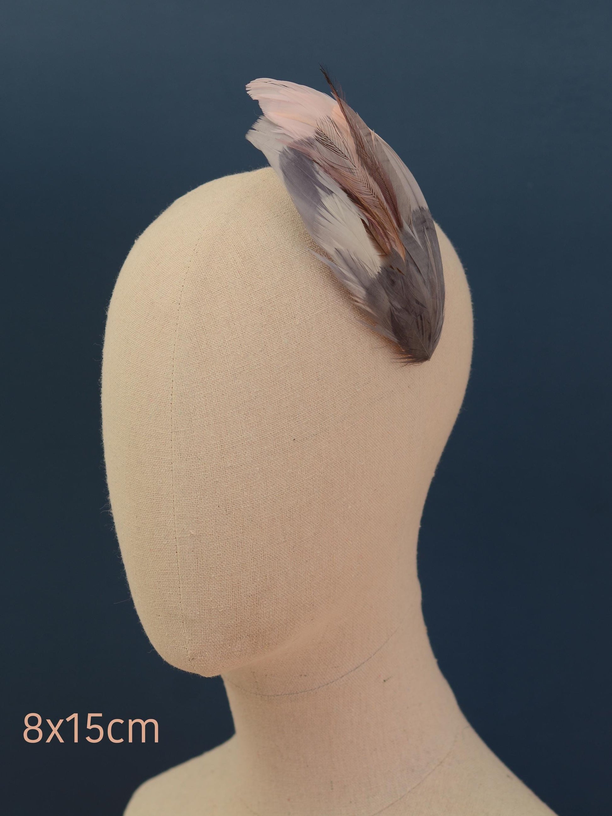 Feather Hair Clip in Silver Grey and Blush Pink | Feather Fascinator | Feather Headpiece | Wedding Fascinator | Bridal Headpiece