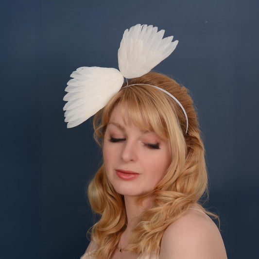 White Floating Bird Wings Headpiece Fascinator