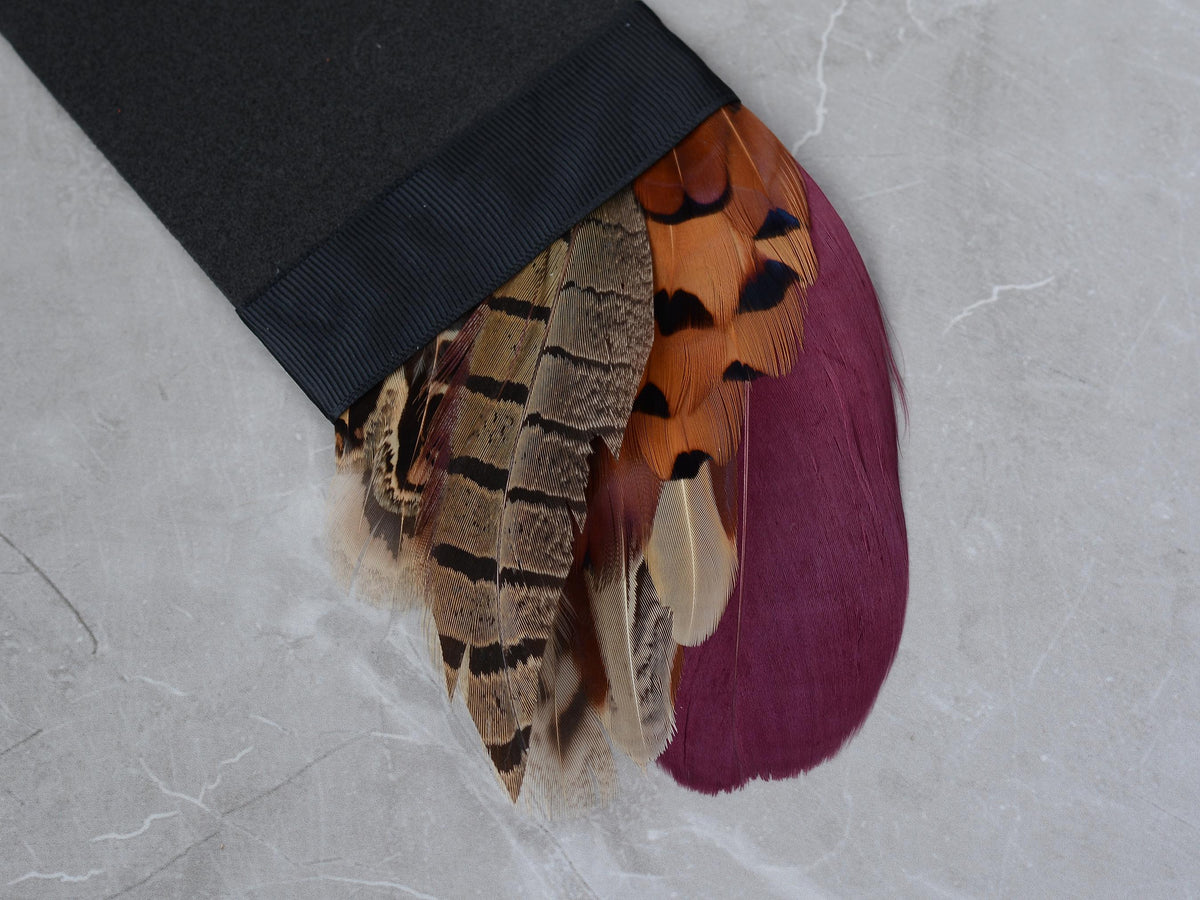 Burgundy and Copper Pheasant Feather Pocket Square No.189 | Suit Accessory | Feather Neck Tie | Grooms Outfit | Groomsmen Gift | Wedding