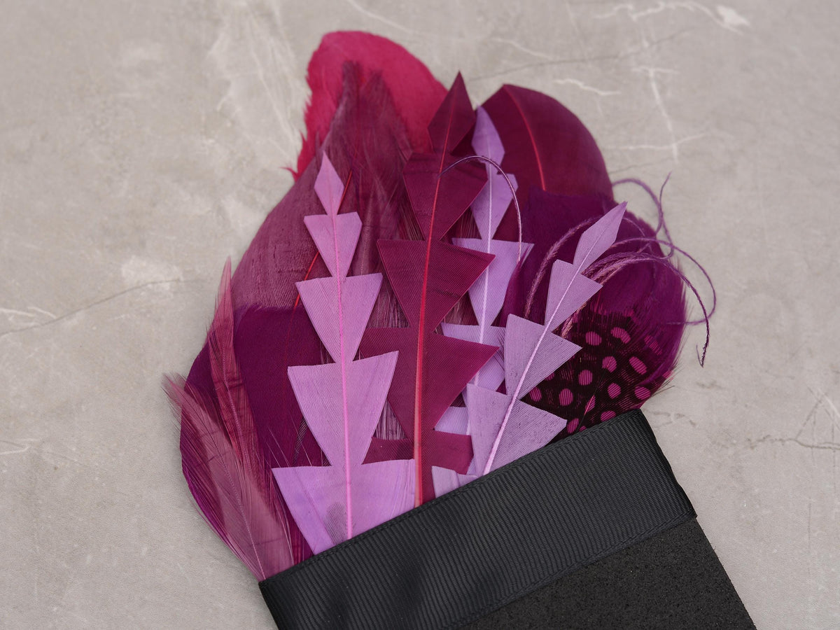 Plum Purple Feather Pocket Square No.220 | Suit Accessory | Feather Neck Tie | Grooms Outfit | Groomsmen Gift | Wedding