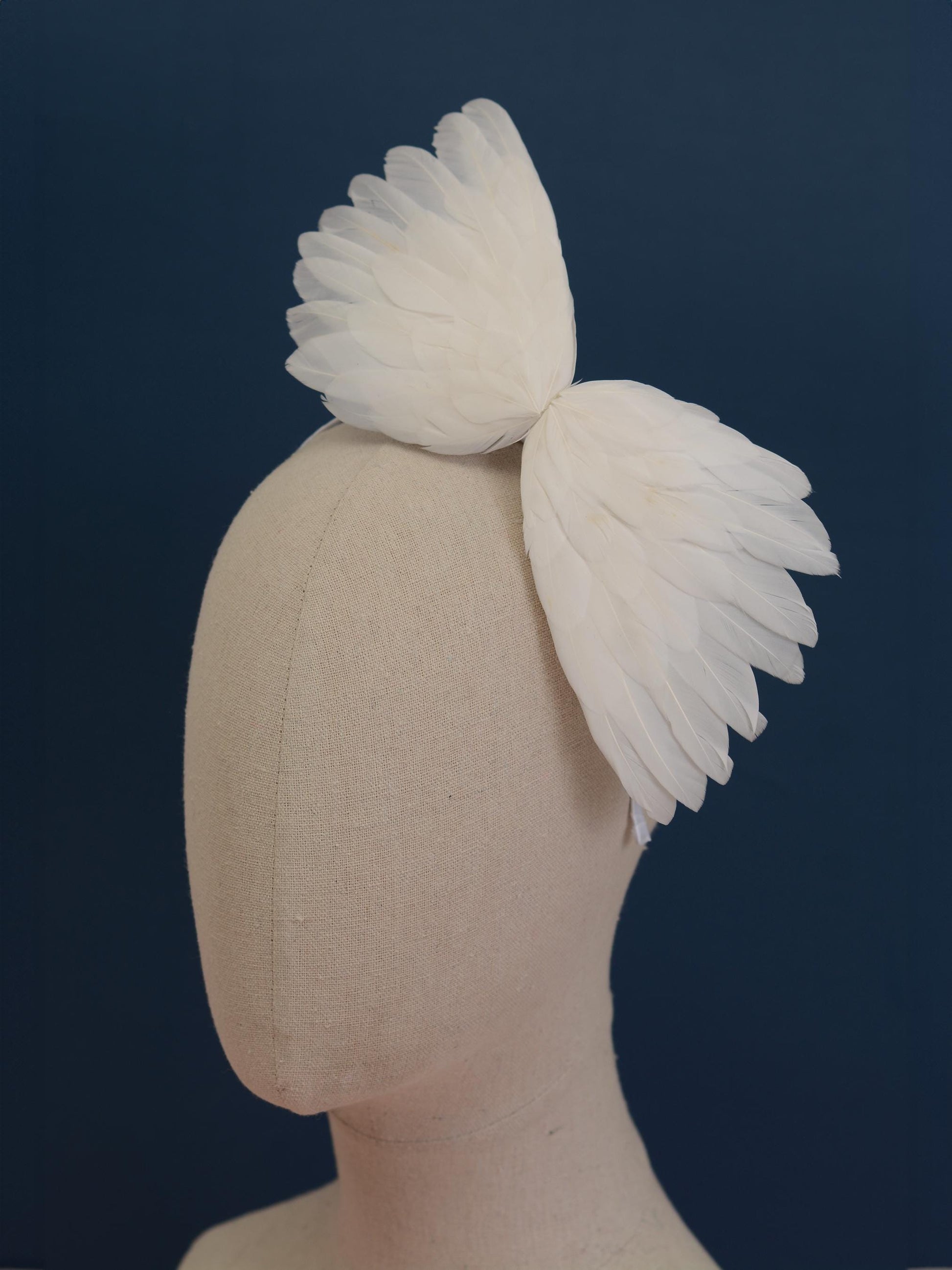 Sample Sale - White Side Perching Bird Wings Headpiece Fascinator