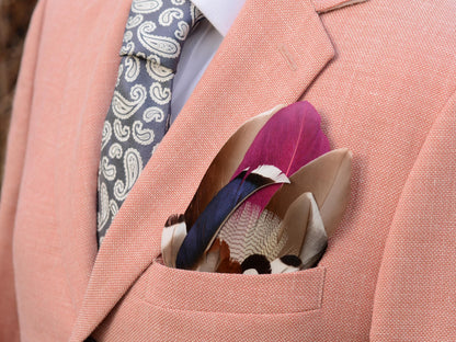 Navy Blue and Plum Duck Feather Pocket Square No.142 | Suit Accessory | Feather Neck Tie | Grooms Outfit | Groomsmen Gift