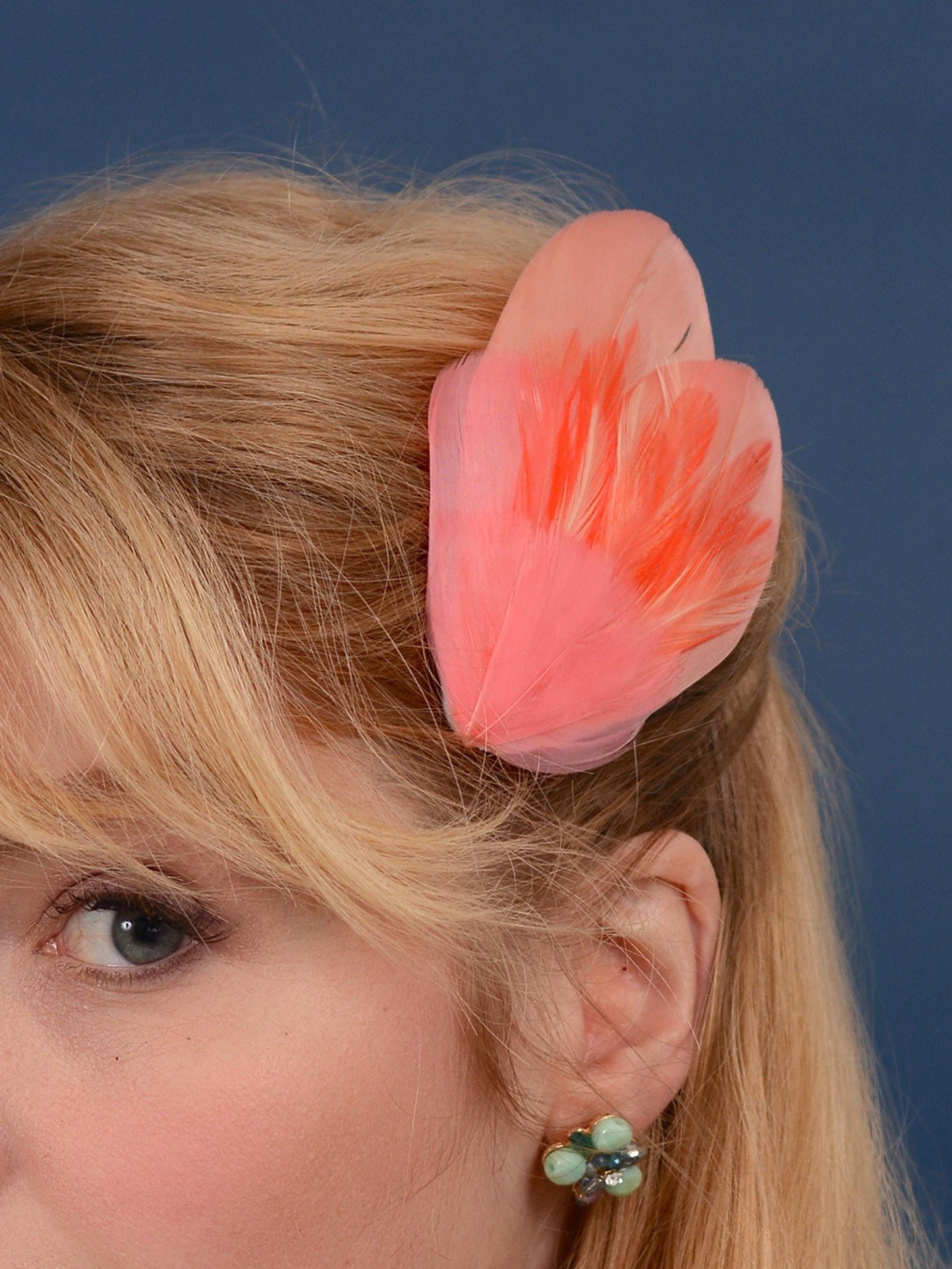 Feather Hair Clip in Coral and Flamingo Pink | Feather Fascinator | Feather Headpiece | Bridal Hair Clip | Bridesmaids Hair Clip