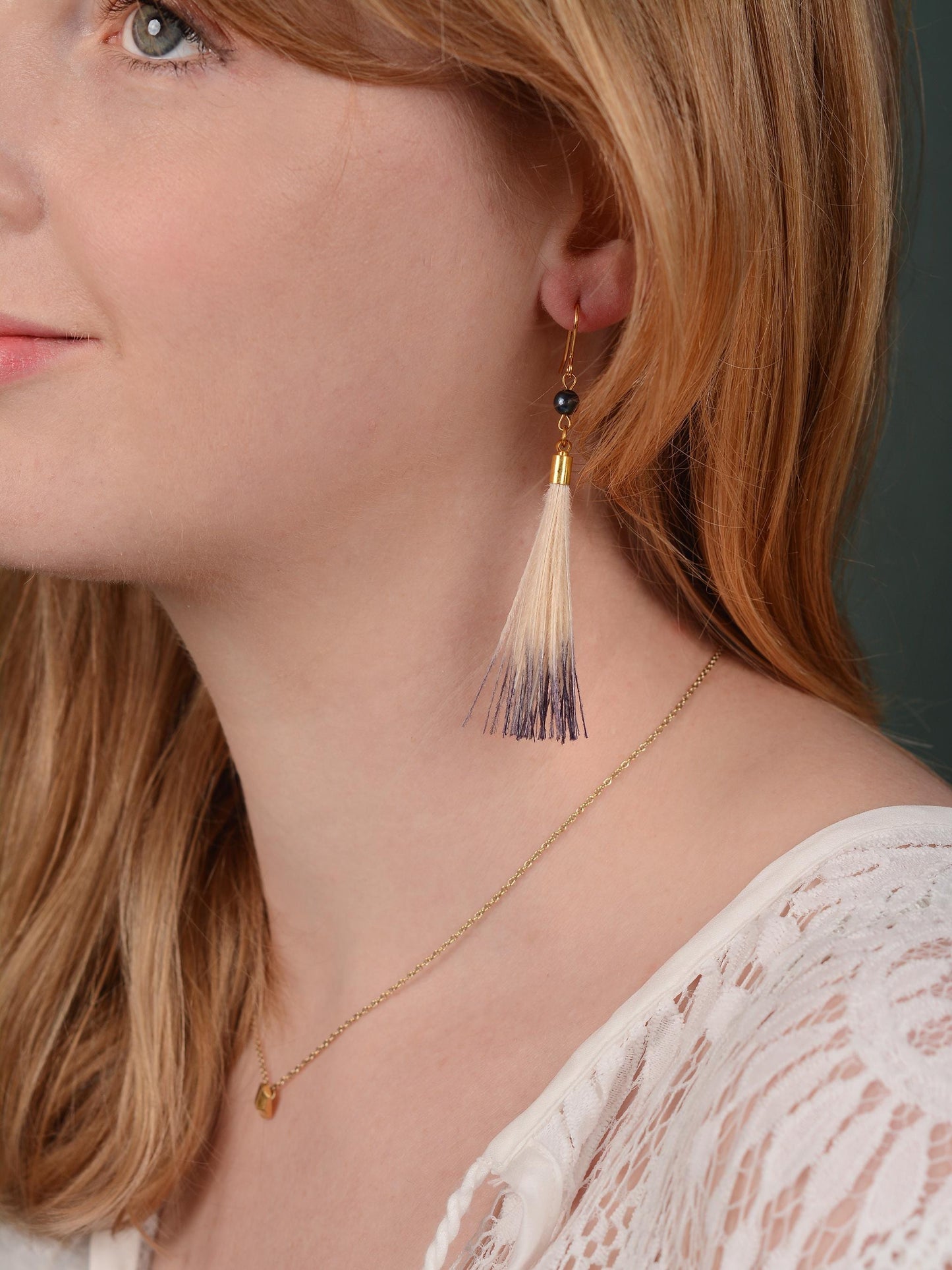 Feather Earrings in Blue and Ivory Ombre Dip Dye | Beach Earrings | Feather Jewellery | Summer Earrings | Bohemian | Long Earrings
