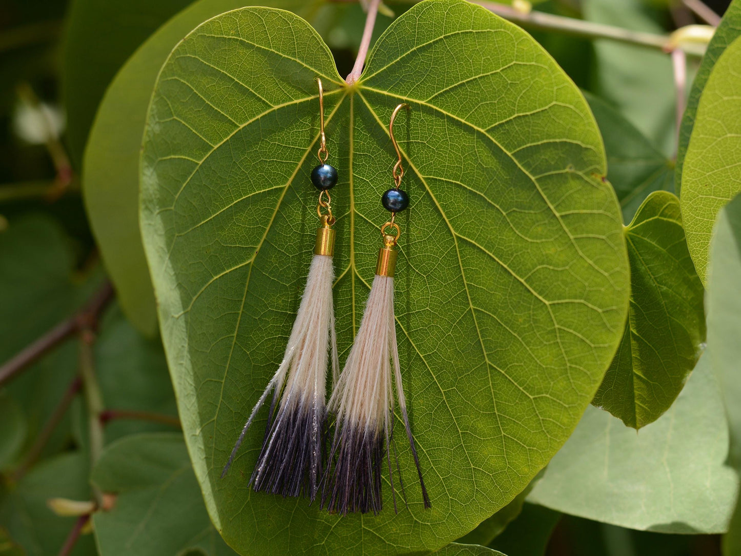 Feather Earrings in Blue and Ivory Ombre Dip Dye | Beach Earrings | Feather Jewellery | Summer Earrings | Bohemian | Long Earrings