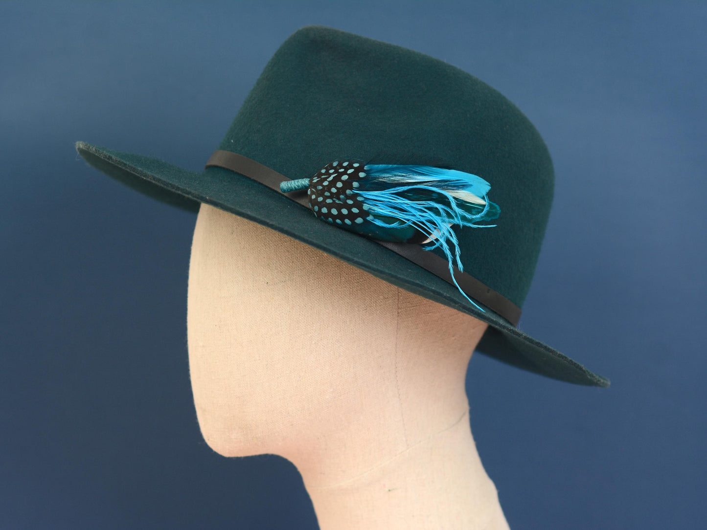 Teal, Turquoise and Blue Feather Hat Pin / Feather Brooch No.297 | Unique Duck Feather Boutonniere