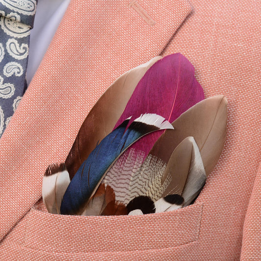 Navy Blue and Plum Duck Feather Pocket Square No.142 | Suit Accessory | Feather Neck Tie | Grooms Outfit | Groomsmen Gift