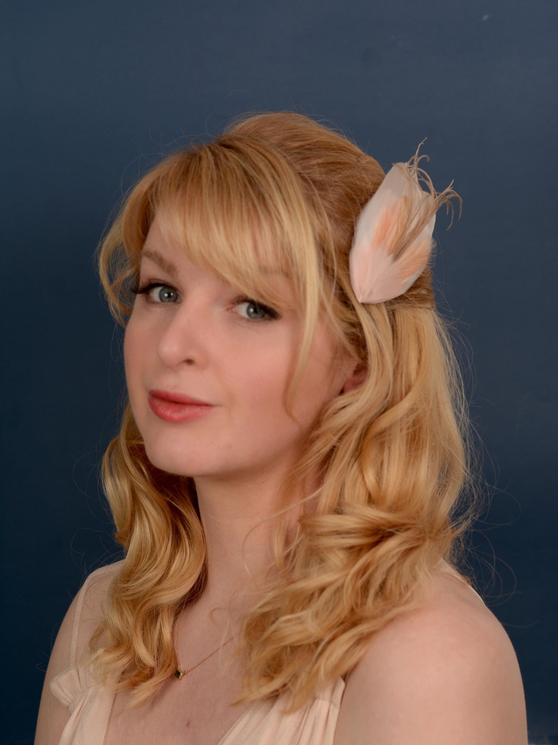 Feather Hair Clip in Blush Pink | Feather Fascinator | Feather Headpiece | Bridal Hair Clip | Bridesmaids Hair Clip