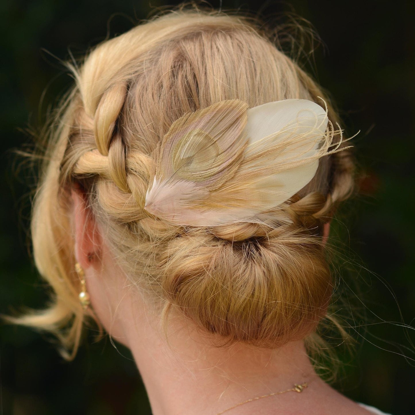 Feather Hair Clip in Golden Blush Pink and Antique Ivory Peacock | Bridal Feather Hair Clip | Blush Feather Fascinator