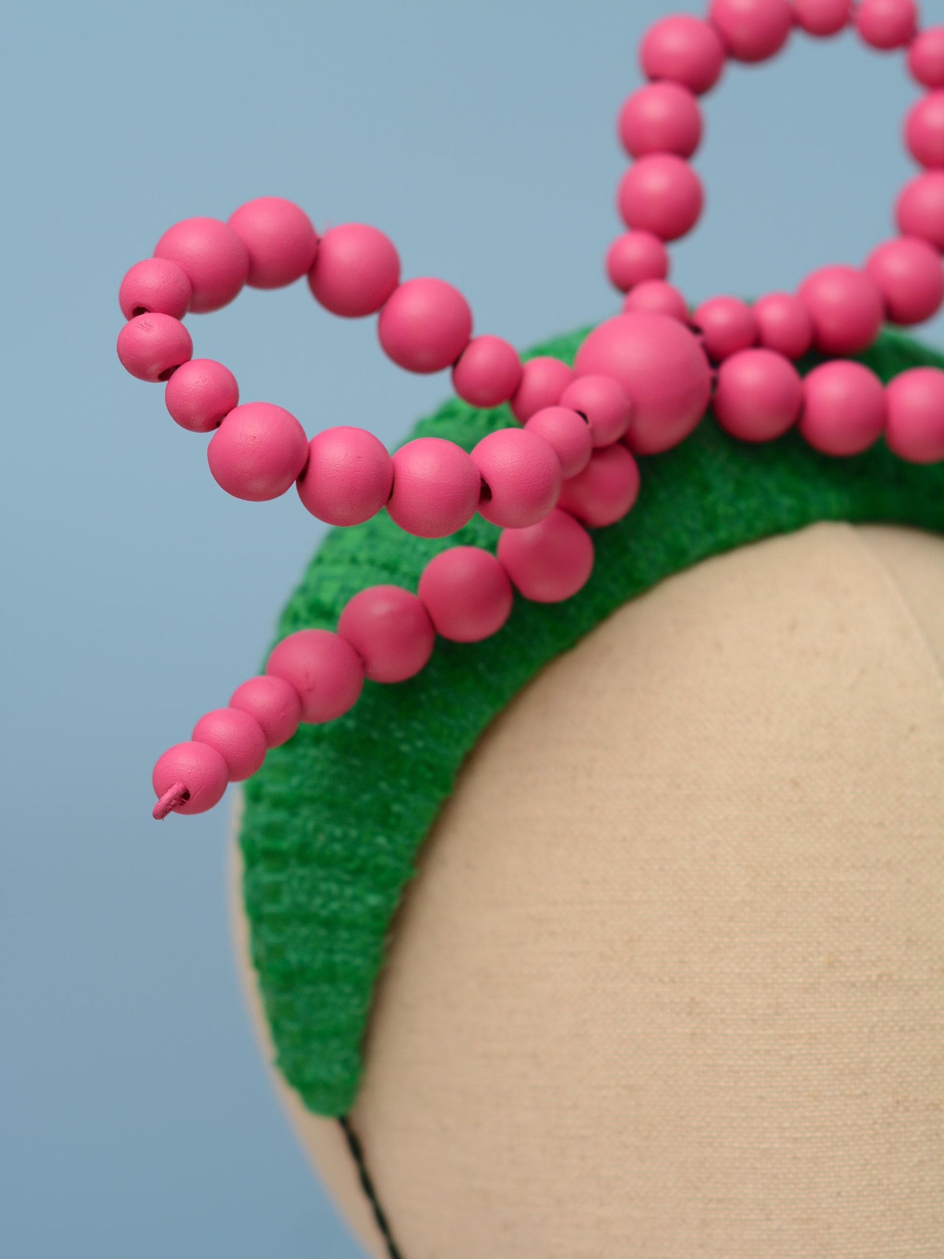 Pink and Green Giant Bead Bow Bandeau Headband Fascinator | Horse Racing Hat | Wedding Fascinator
