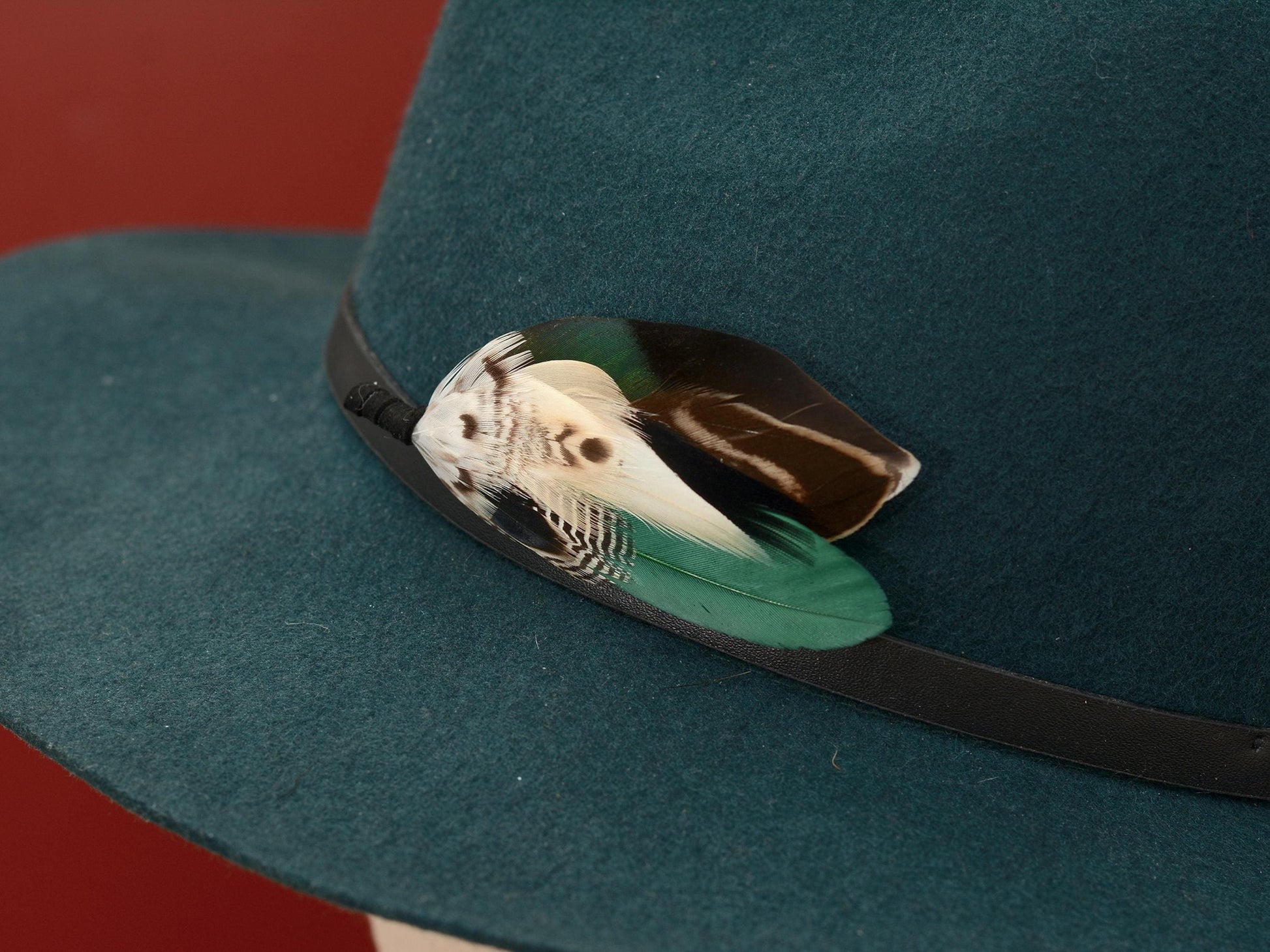 Bottle Green and Duck Feather Brooch Pin Small No.236 | Duck Feather Boutonniere | Duck Feather Hat Pin