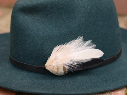 Peacock Feather Boutonniere in Monochrome Black and Ivory, Hat Pin, Lapel Brooch