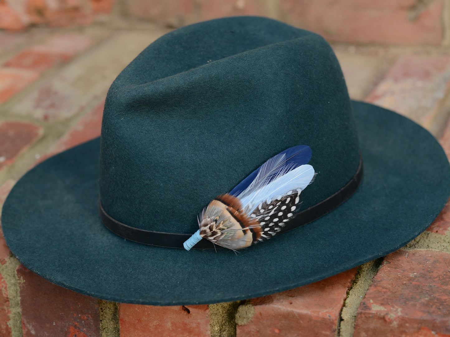 Navy and Pastel Blue Feather Boutonniere Hat Pin No.2