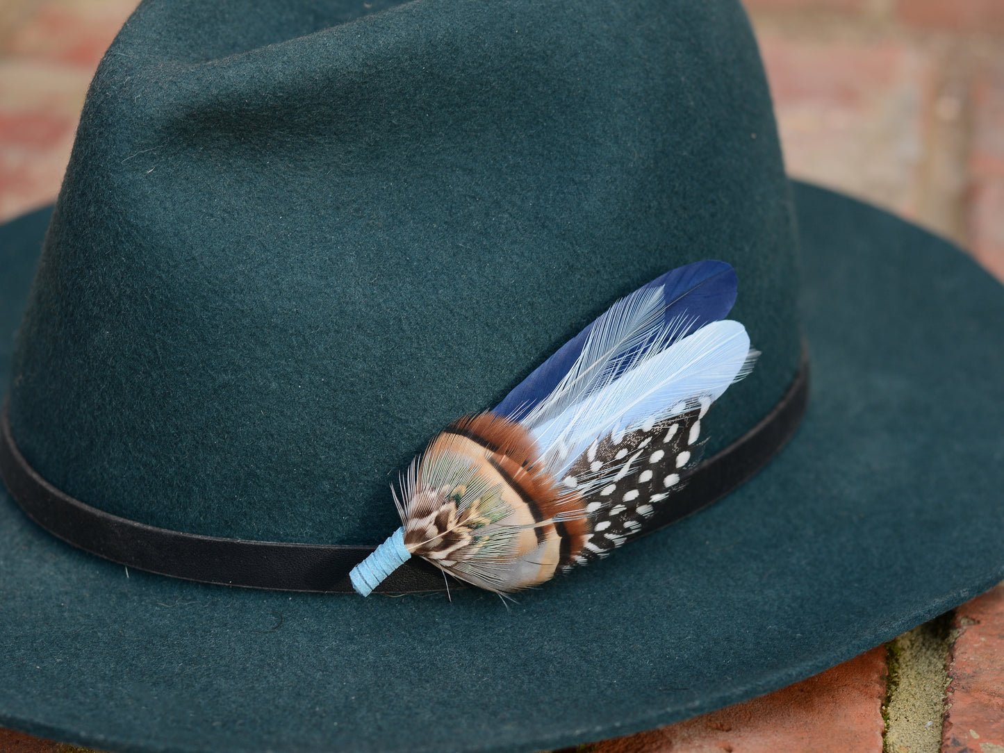 Navy and Pastel Blue Feather Boutonniere Hat Pin No.2