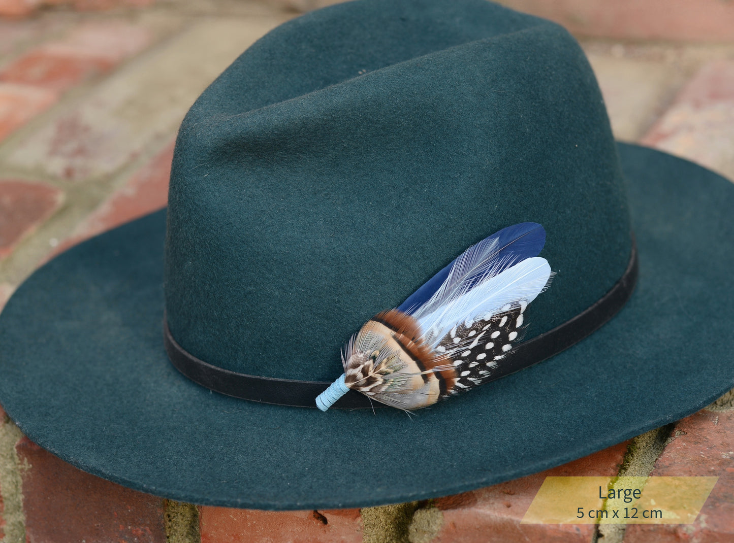 Navy and Pastel Blue Feather Boutonniere Hat Pin No.2