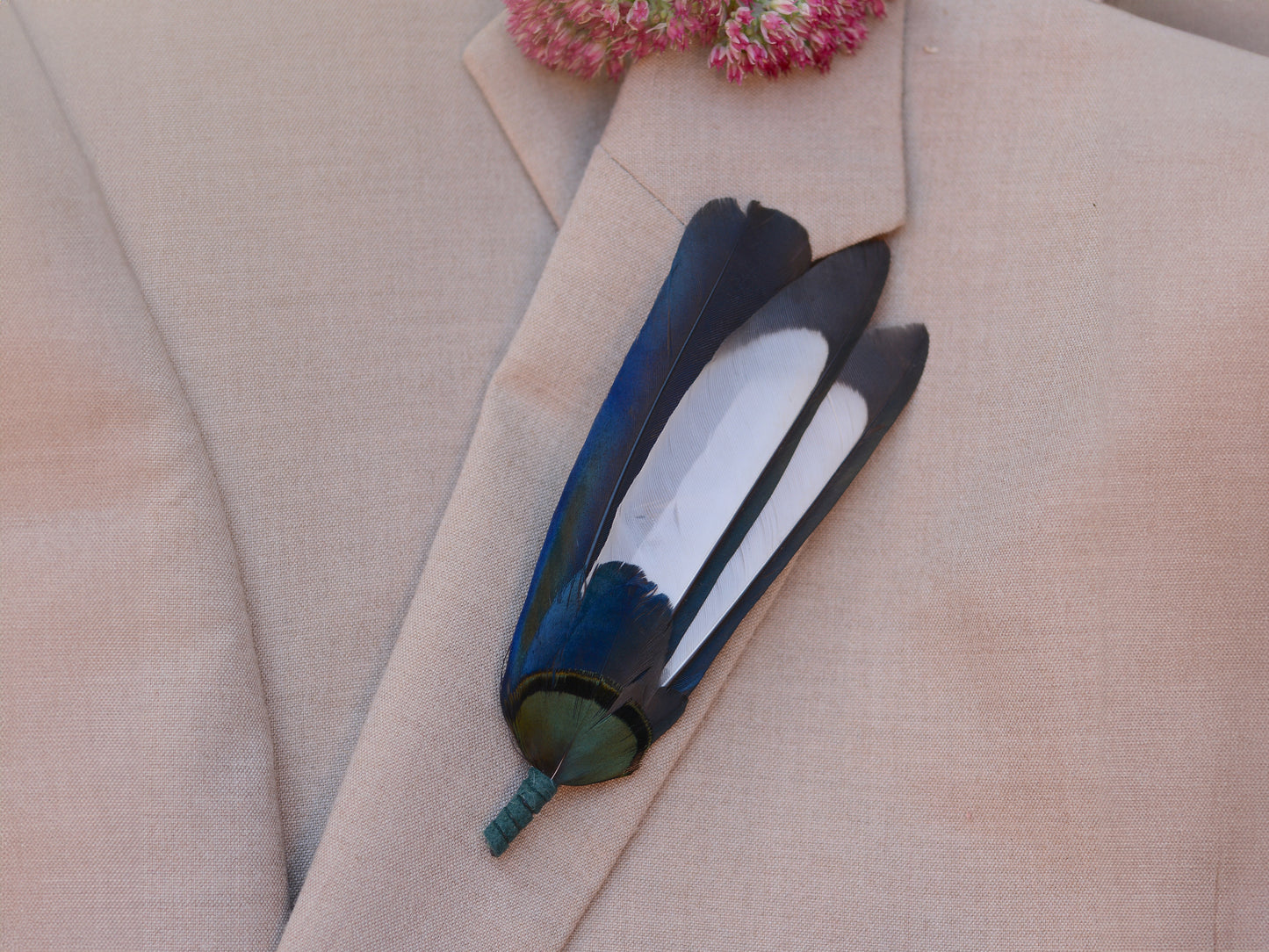 Magpie Feather Monochrome Brooch Pin No.6