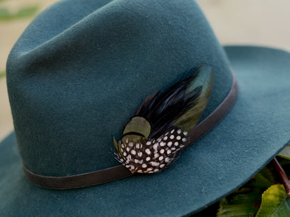Black and Green Spotted Feather Lapel Pin Buttonhole No.001