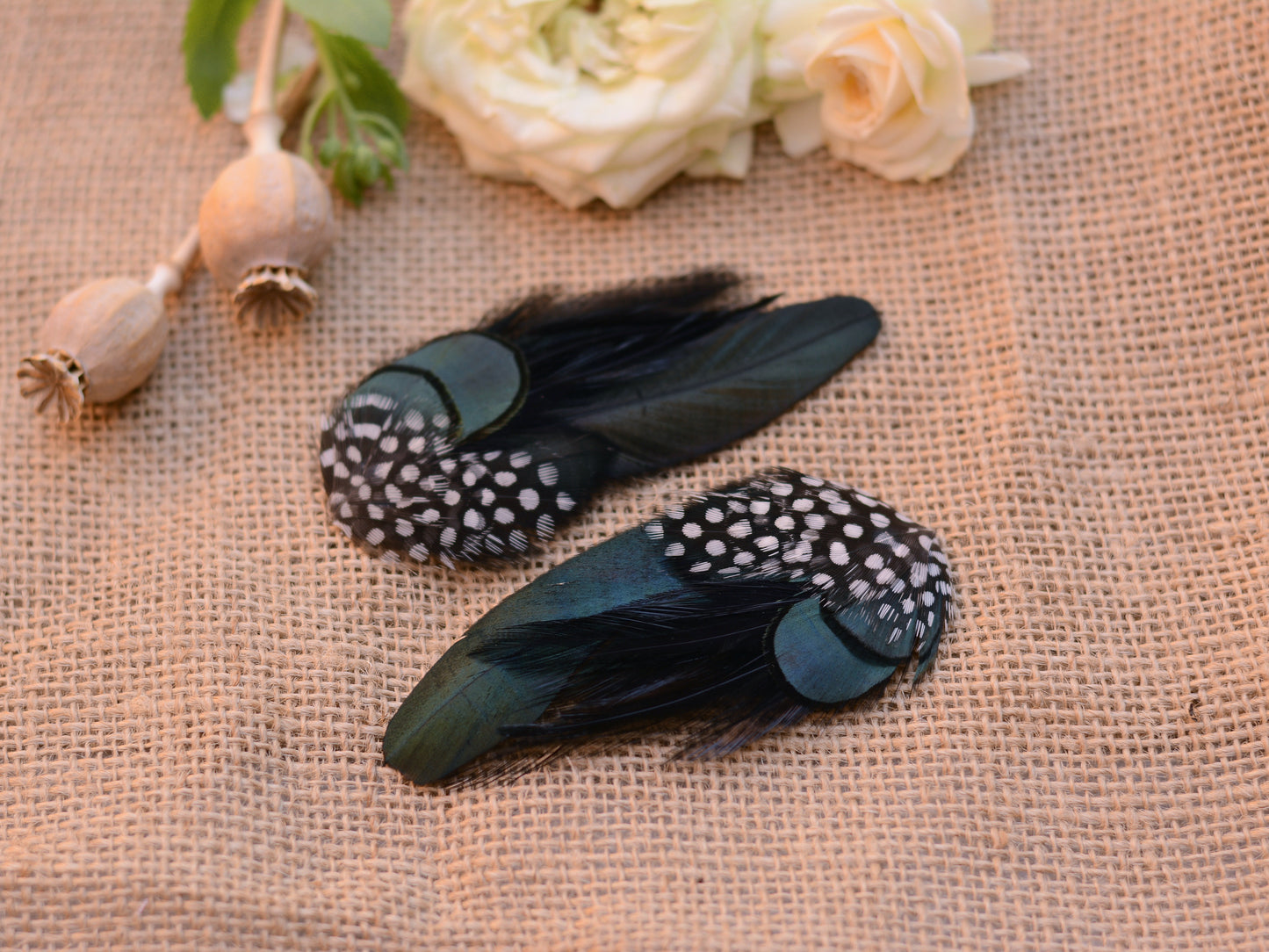 Black and Green Spotted Feather Lapel Pin Buttonhole No.001
