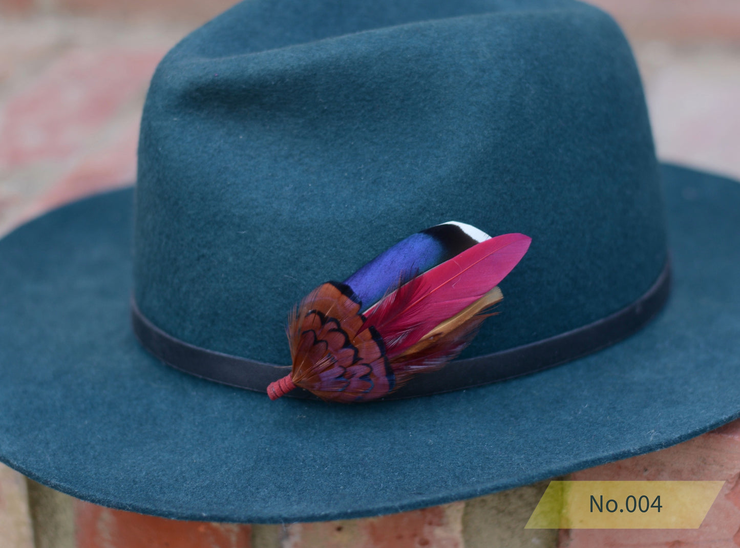 Navy and Burgundy Feather Boutonniere / Hat Pin