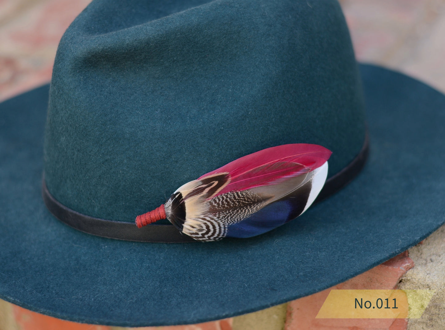 Navy and Burgundy Feather Boutonniere / Hat Pin